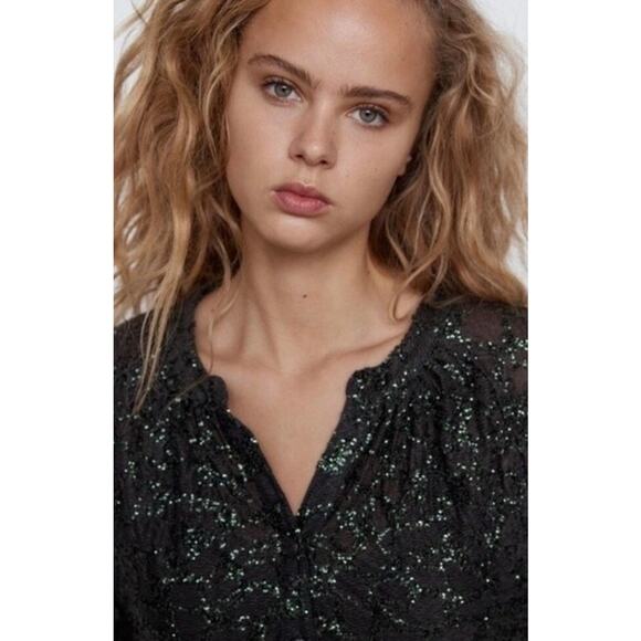 Zara Green Sequin Maxi Shirt Dress Small Limited Edition Party Formal Wedding - Picture 2 of 11